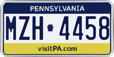 PA license plate MZH4458