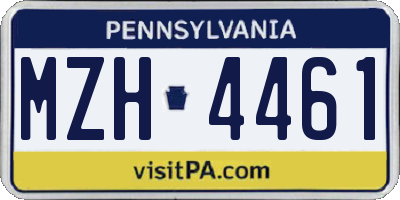 PA license plate MZH4461