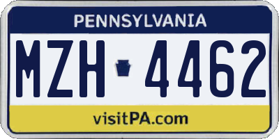PA license plate MZH4462