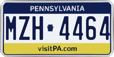 PA license plate MZH4464