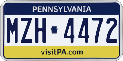 PA license plate MZH4472