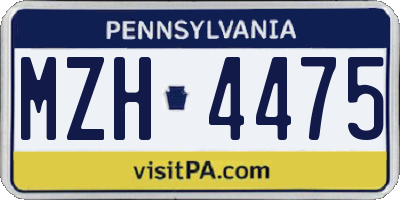 PA license plate MZH4475