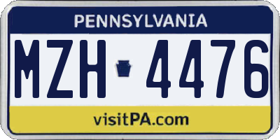 PA license plate MZH4476