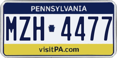 PA license plate MZH4477