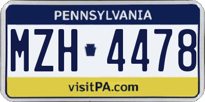 PA license plate MZH4478