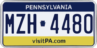 PA license plate MZH4480