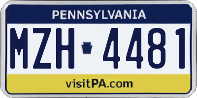 PA license plate MZH4481