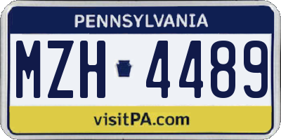 PA license plate MZH4489