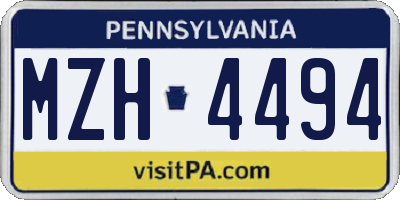 PA license plate MZH4494