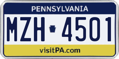PA license plate MZH4501
