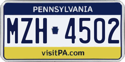 PA license plate MZH4502