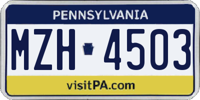 PA license plate MZH4503