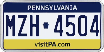 PA license plate MZH4504