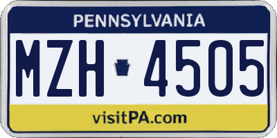 PA license plate MZH4505