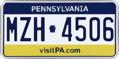 PA license plate MZH4506