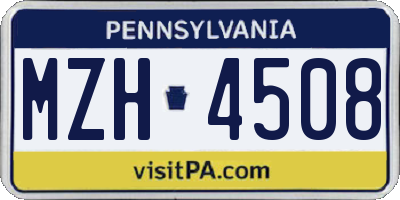 PA license plate MZH4508