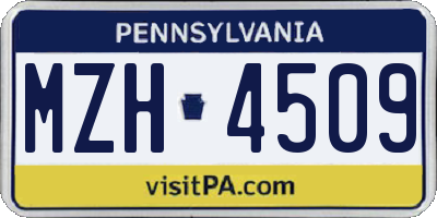 PA license plate MZH4509