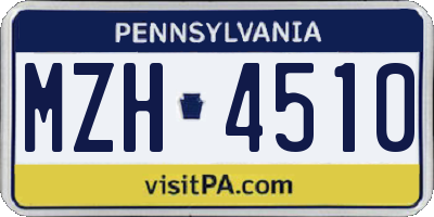 PA license plate MZH4510