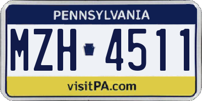 PA license plate MZH4511
