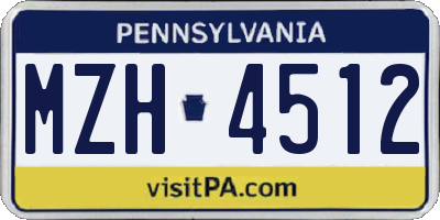 PA license plate MZH4512
