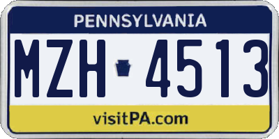 PA license plate MZH4513