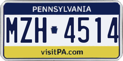 PA license plate MZH4514