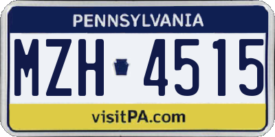 PA license plate MZH4515