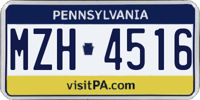 PA license plate MZH4516
