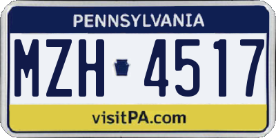 PA license plate MZH4517
