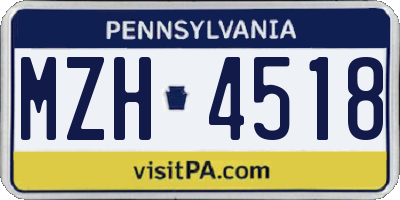 PA license plate MZH4518