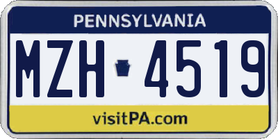 PA license plate MZH4519