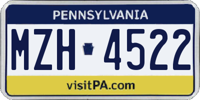 PA license plate MZH4522