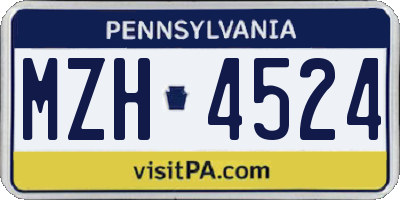 PA license plate MZH4524