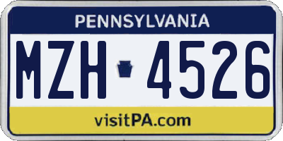 PA license plate MZH4526
