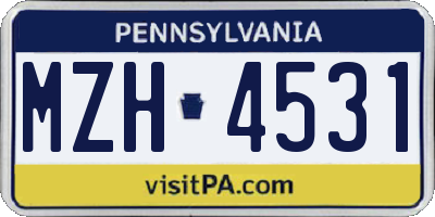 PA license plate MZH4531