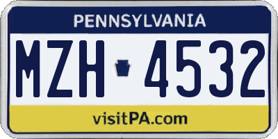 PA license plate MZH4532