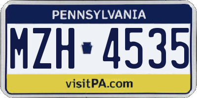 PA license plate MZH4535