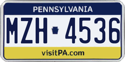 PA license plate MZH4536