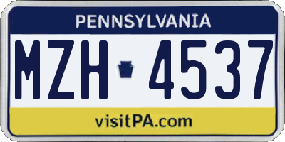 PA license plate MZH4537