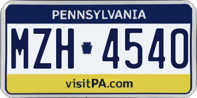 PA license plate MZH4540