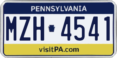 PA license plate MZH4541