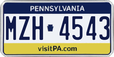 PA license plate MZH4543