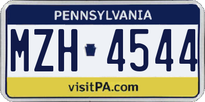 PA license plate MZH4544