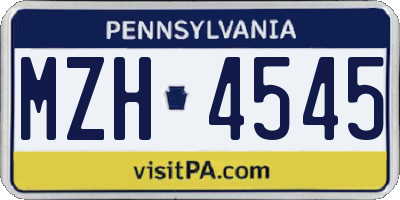 PA license plate MZH4545