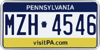 PA license plate MZH4546