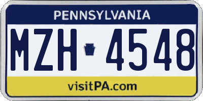 PA license plate MZH4548