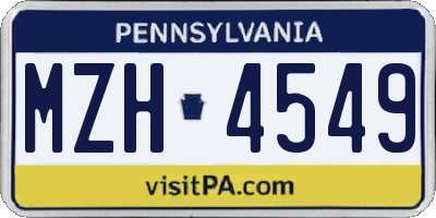 PA license plate MZH4549