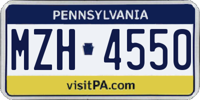 PA license plate MZH4550
