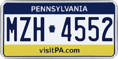 PA license plate MZH4552