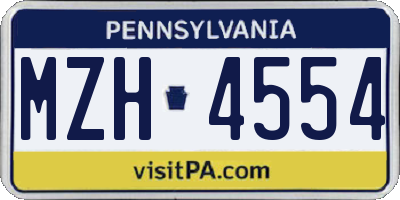 PA license plate MZH4554